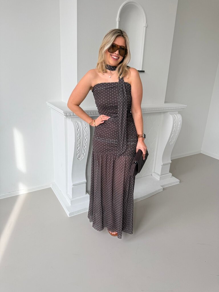 Elvira dress with scarf brown