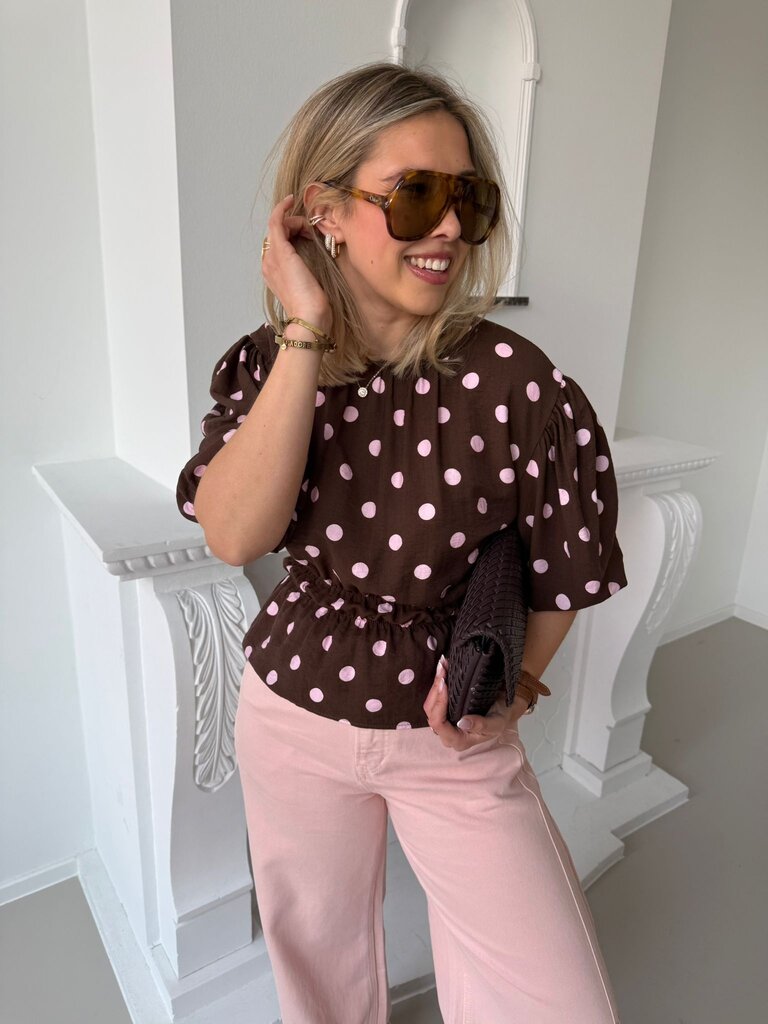 Isabelle polka top brown