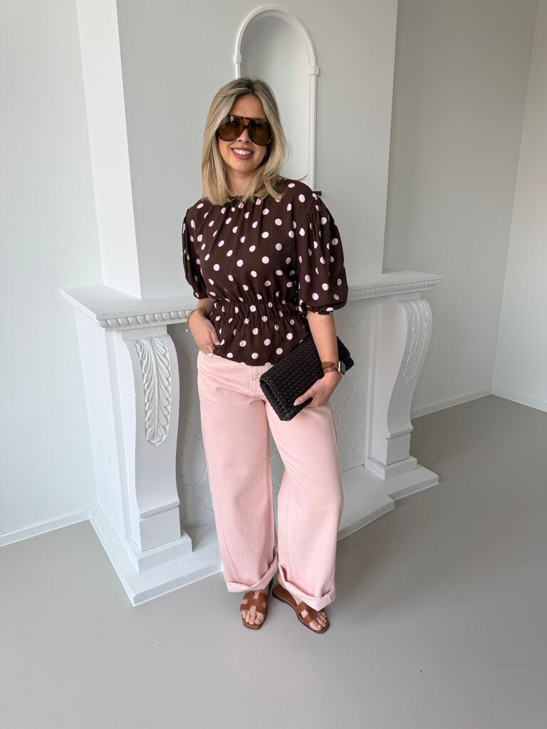 Isabelle polka top brown