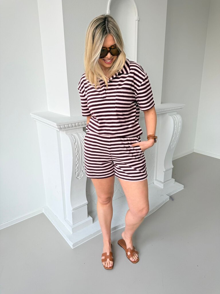 Striped terry pocket short