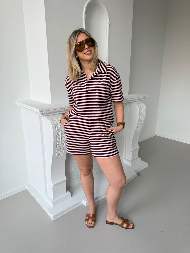 Striped terry pocket short