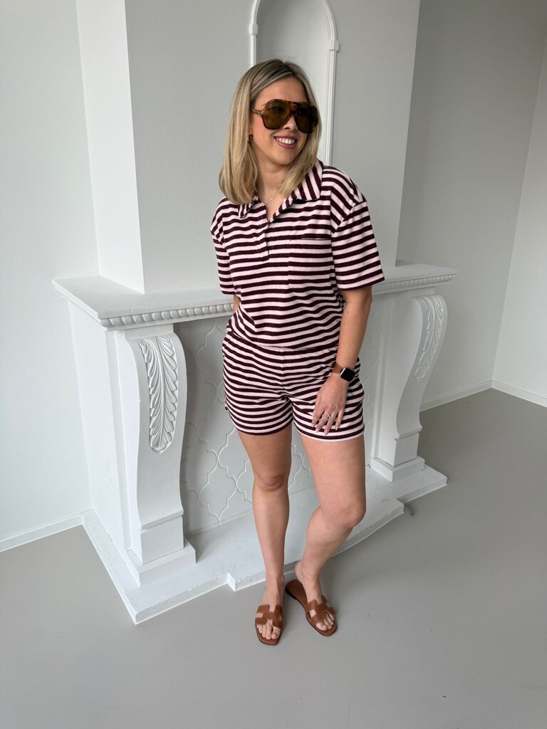 Striped terry pocket short