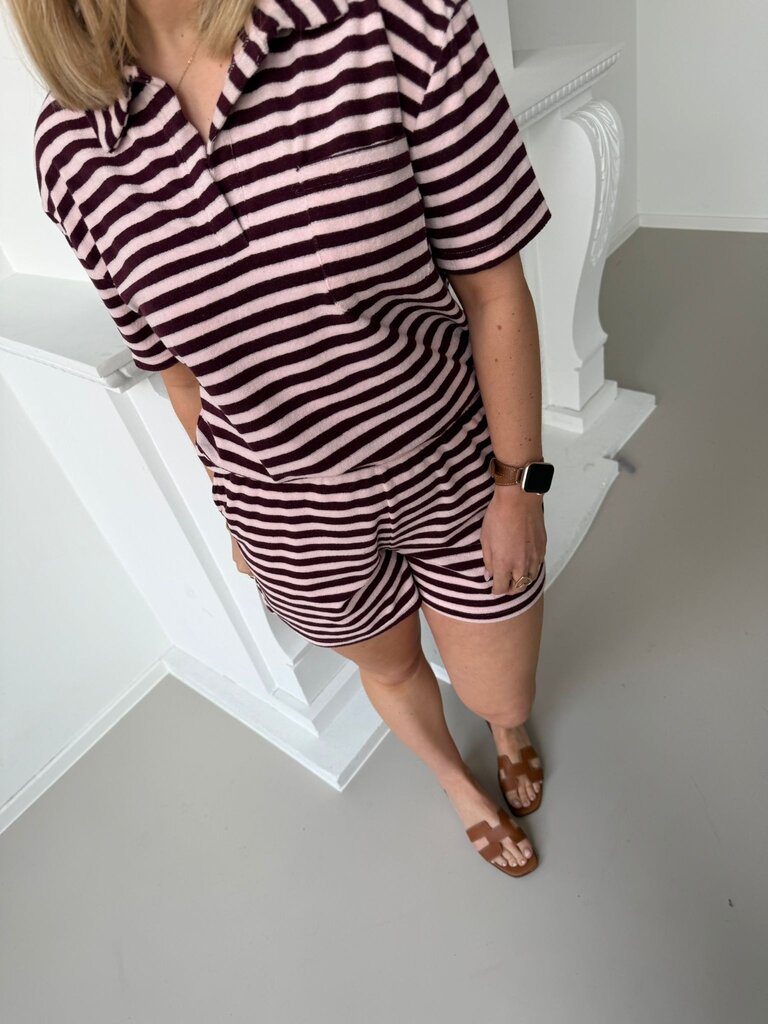 Striped terry pocket short