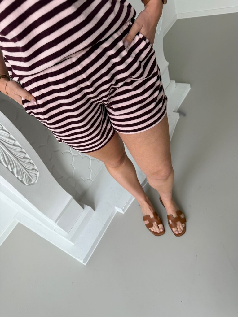 Striped terry pocket short