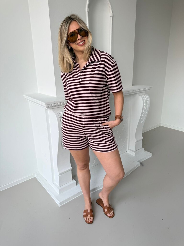 Striped terry pocket short