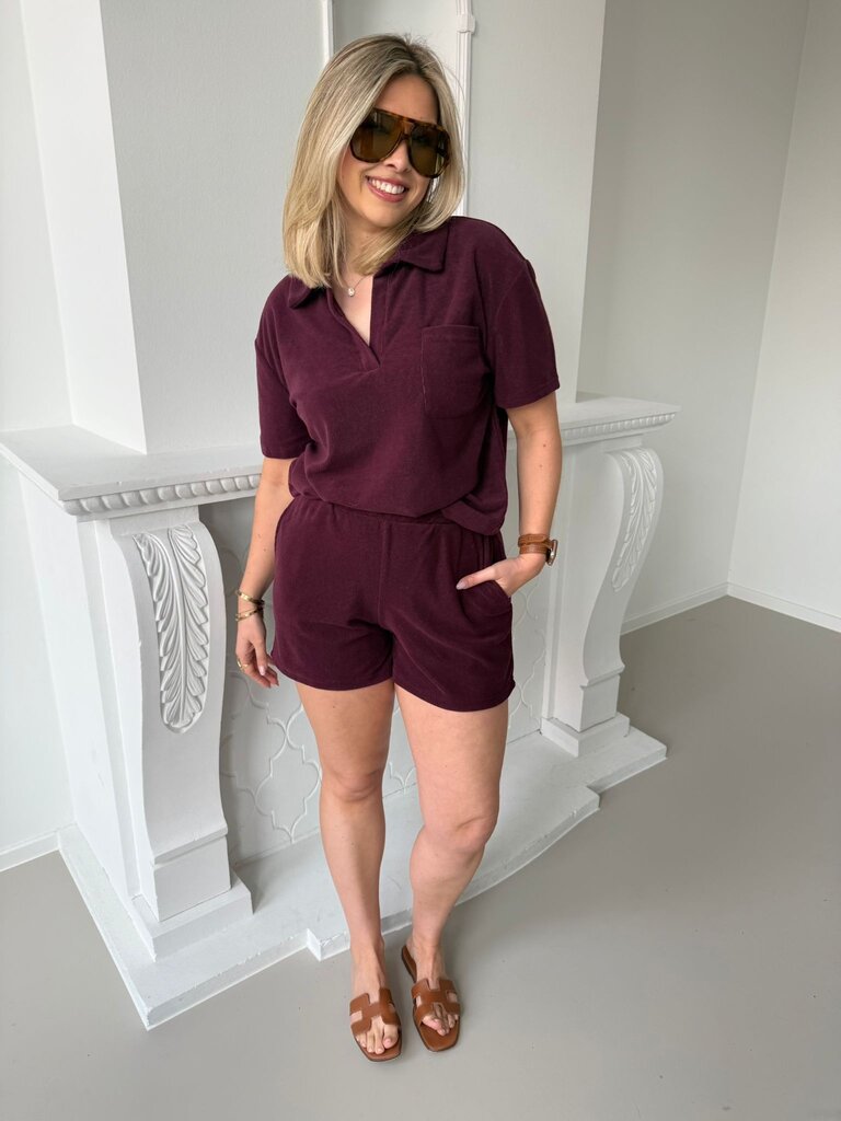 Terry pocket short burgundy