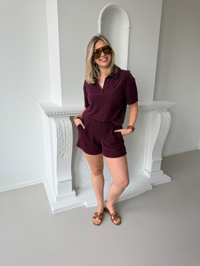 Terry pocket short burgundy