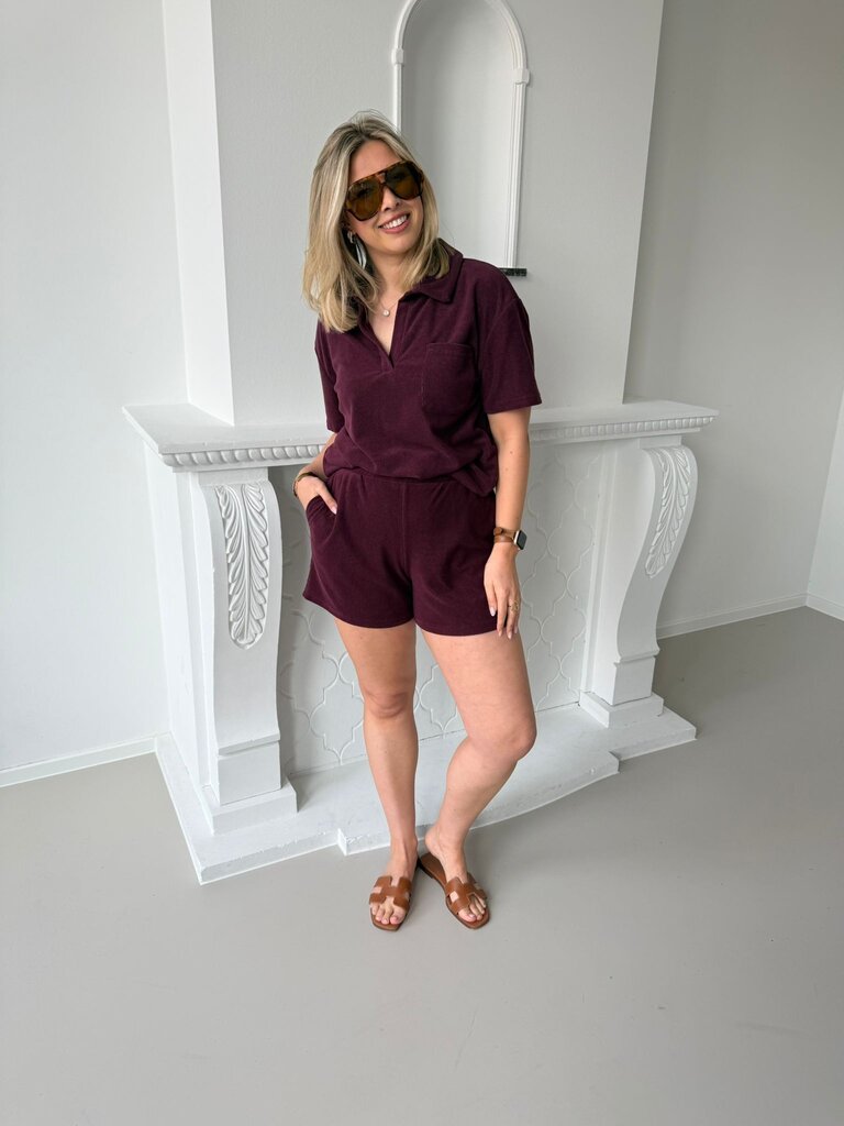 Terry pocket short burgundy