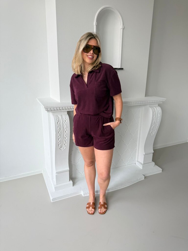 Terry pocket short burgundy