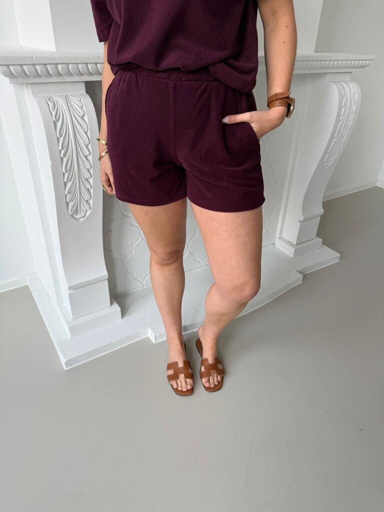 Terry pocket short burgundy