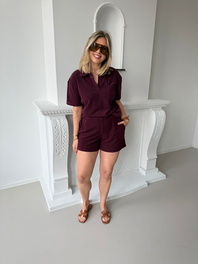 Terry pocket short burgundy