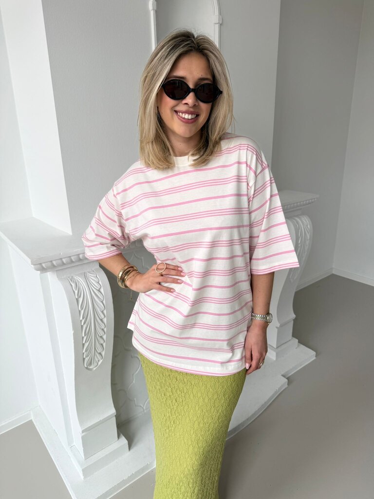 Raya striped t-shirt pink