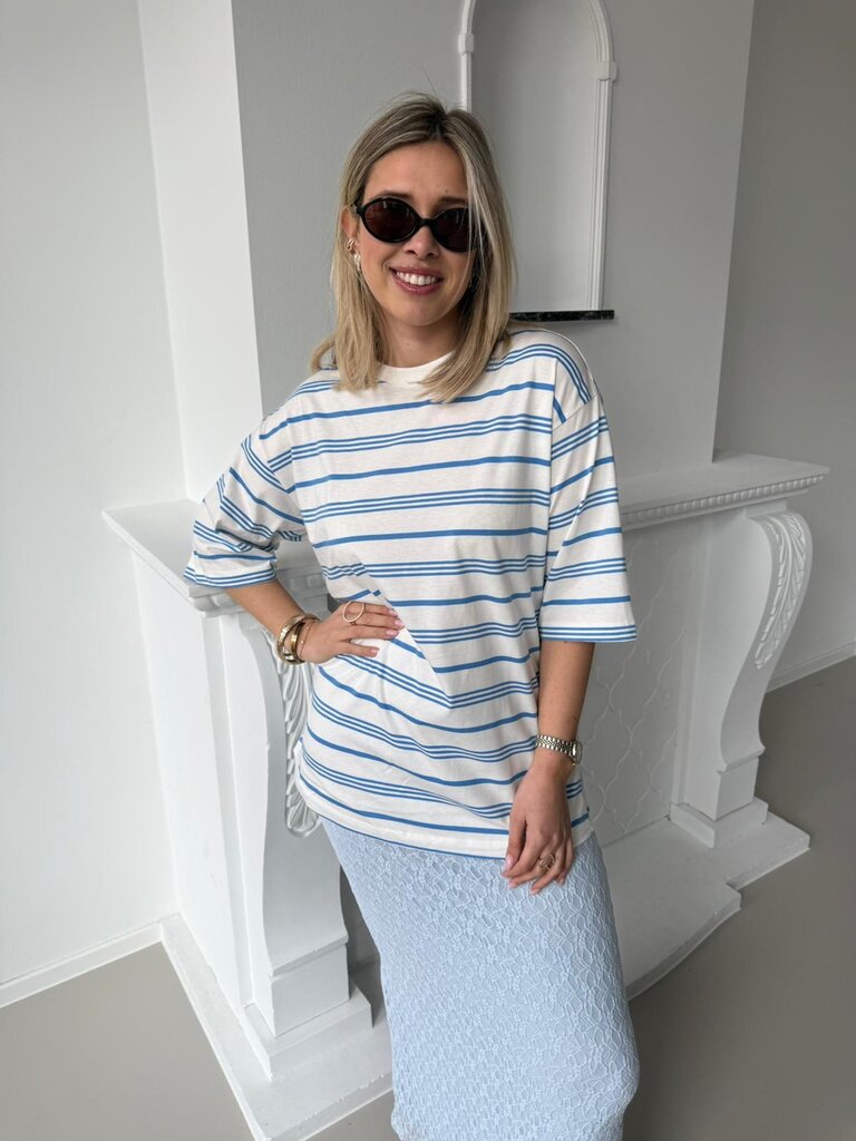 Raya striped t-shirt ecru/blue