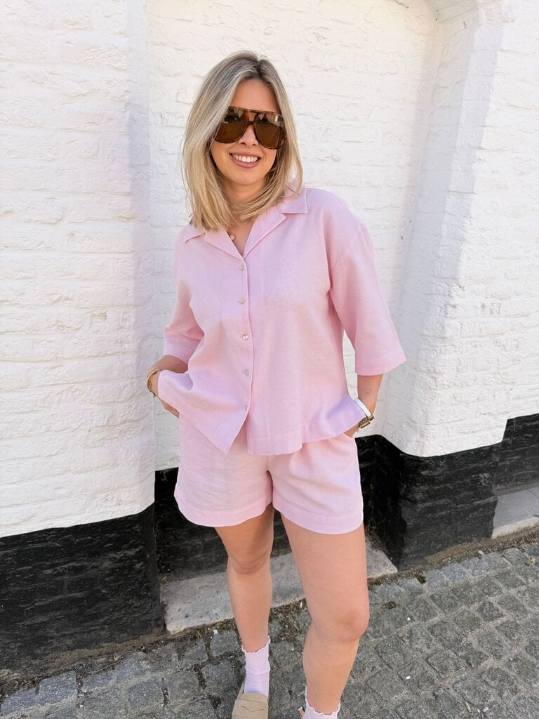 Global waffle shirt pink