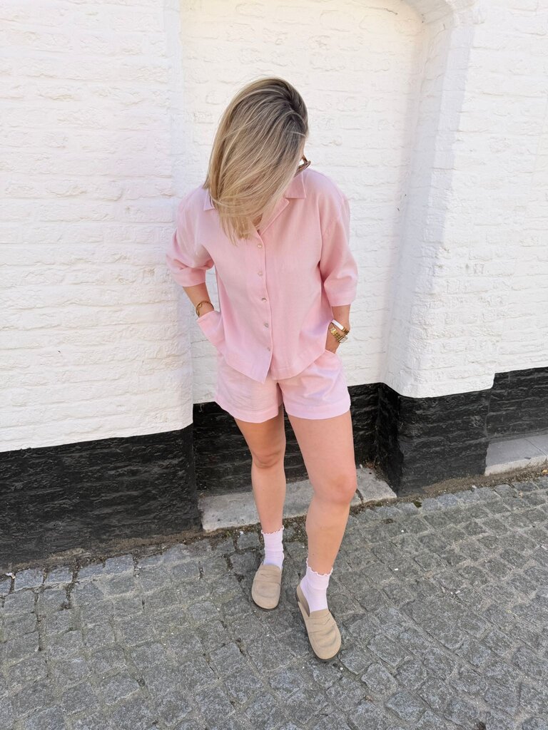 Global waffle shirt pink