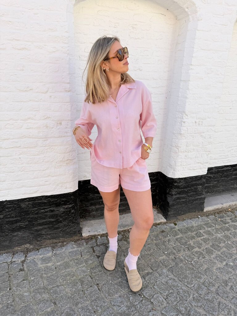 Global waffle shirt pink