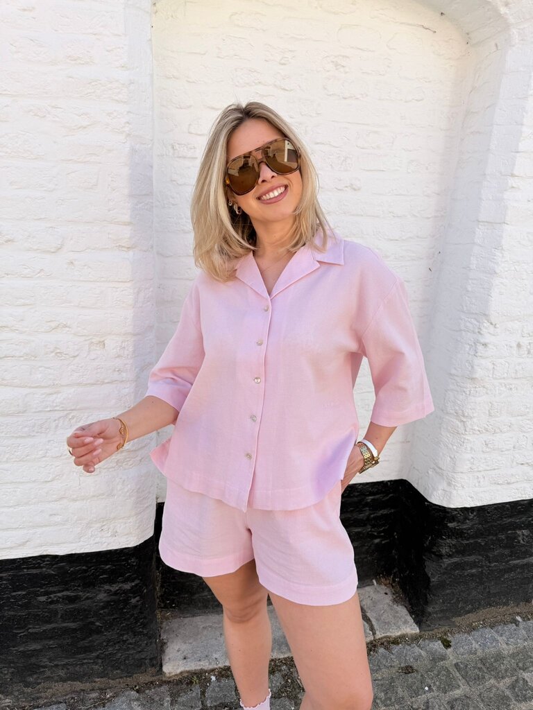 Global waffle shirt pink