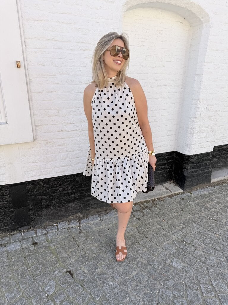 Dom polka dress ecru