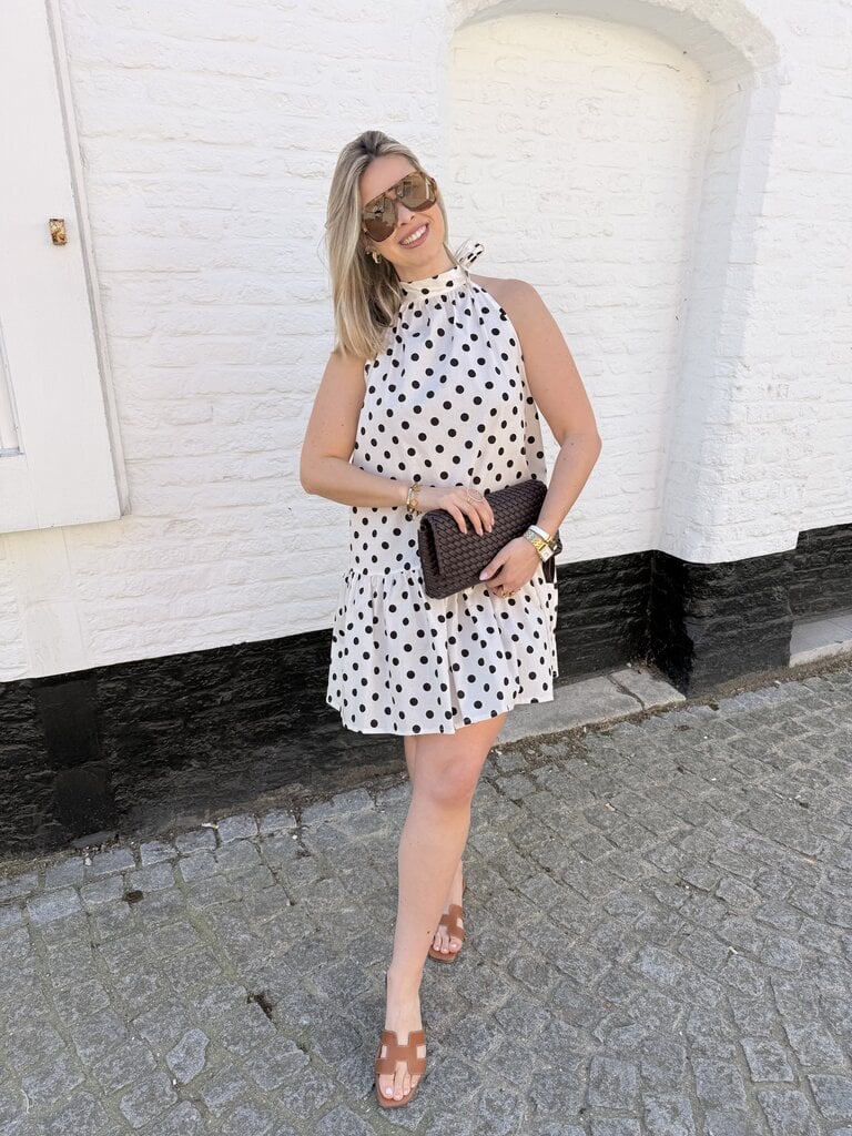 Dom polka dress ecru