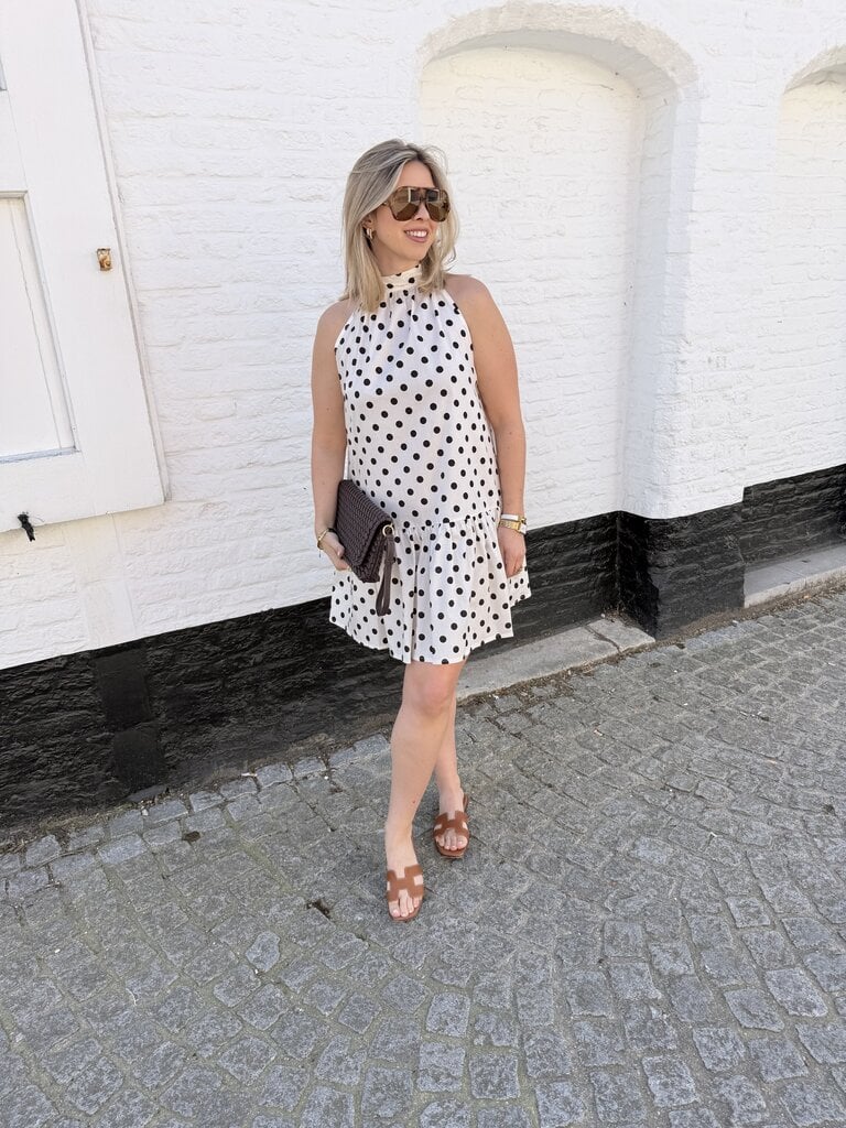 Dom polka dress ecru