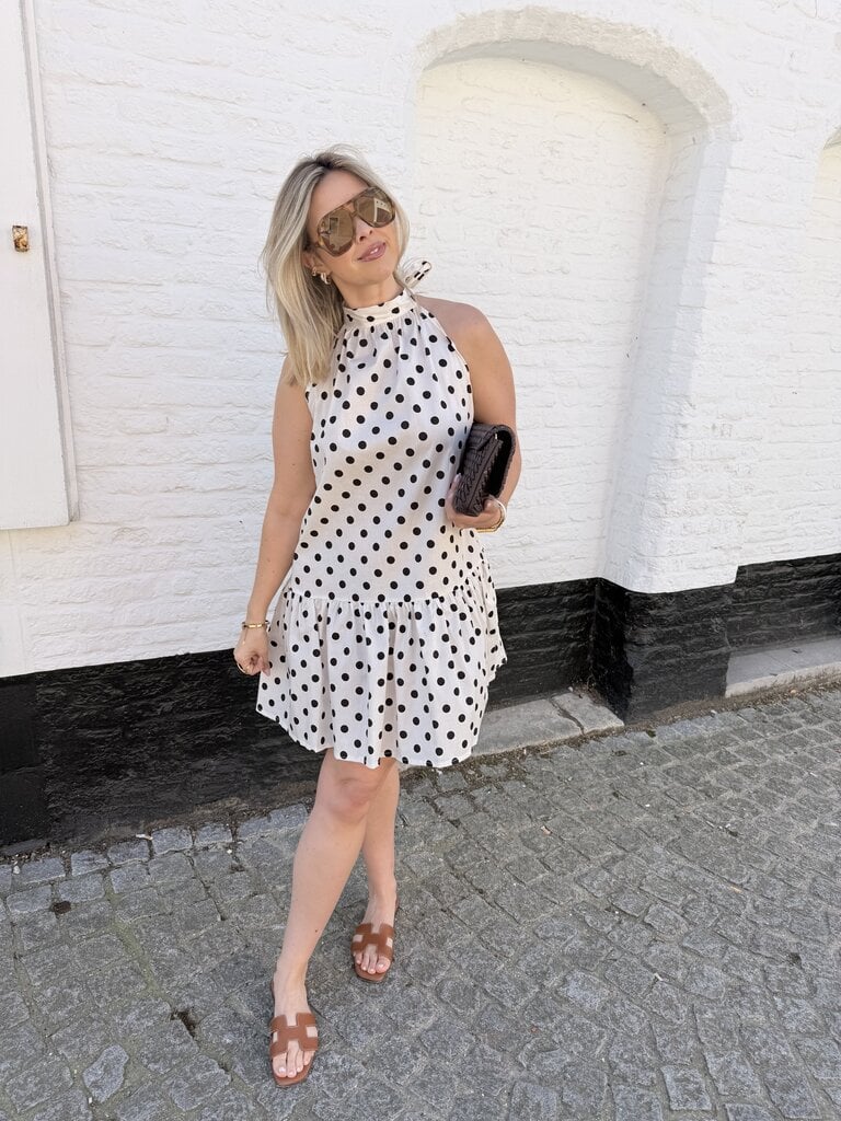 Dom polka dress ecru