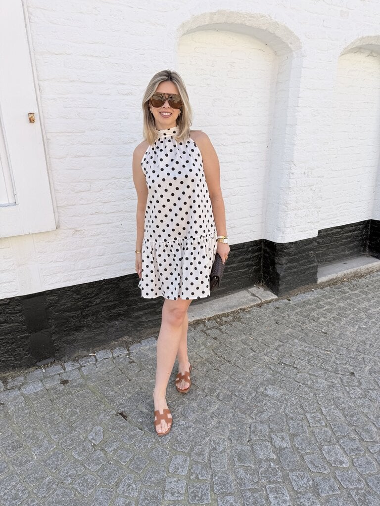 Dom polka dress ecru