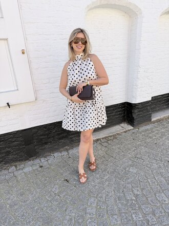 Dom polka dress ecru