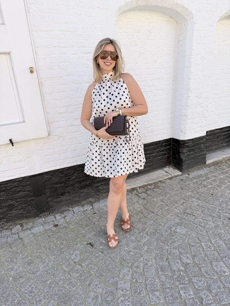 Dom polka dress ecru