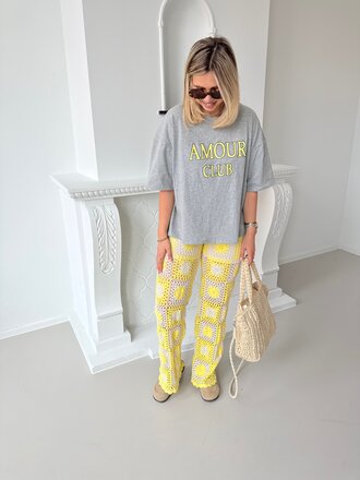 Amour club t-shirt  grey/yellow