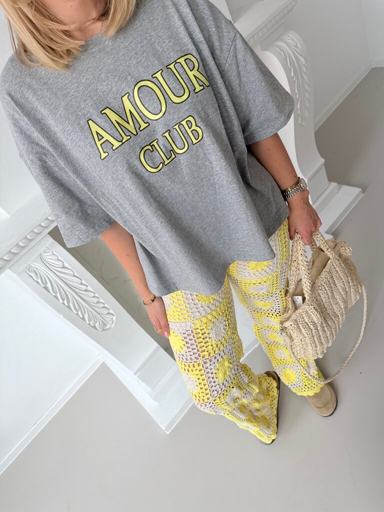 Amour club t-shirt  grey/yellow
