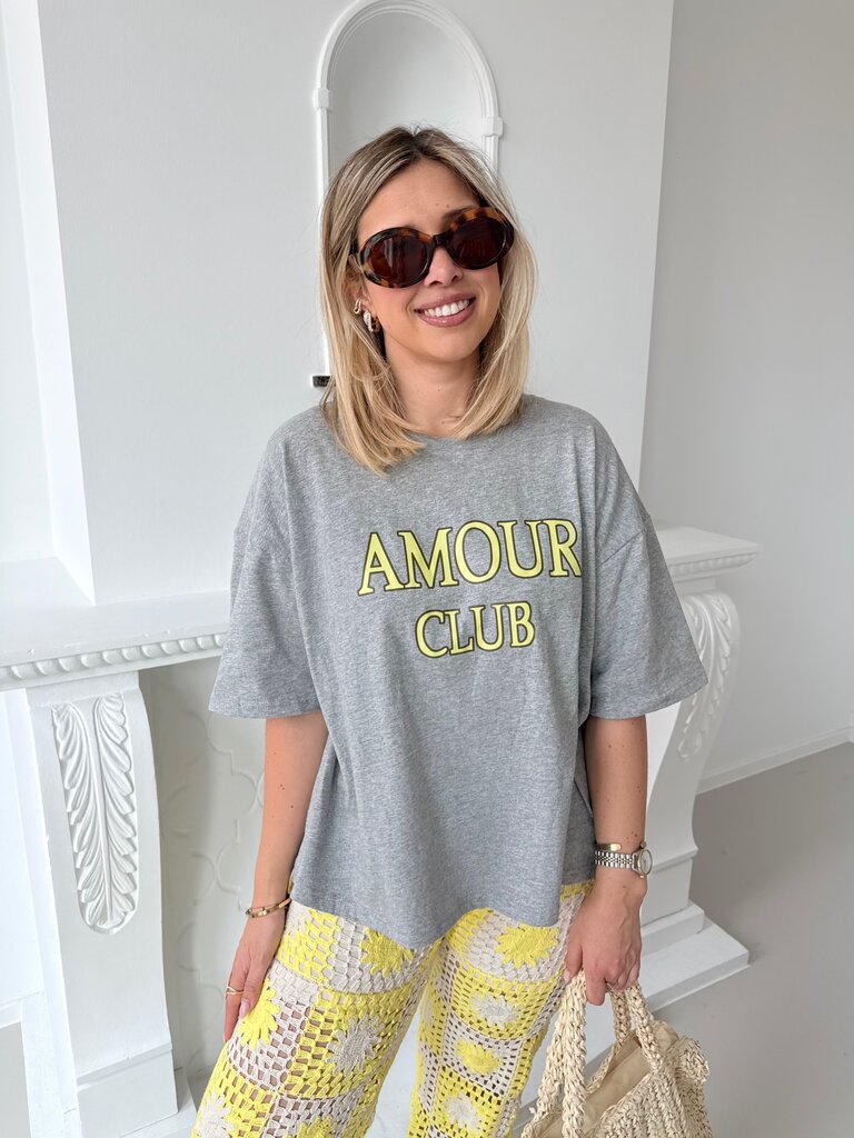 Amour club t-shirt  grey/yellow
