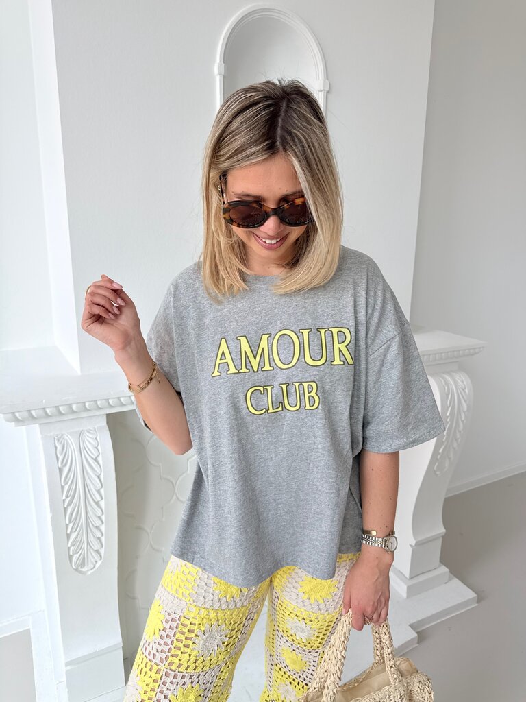 Amour club t-shirt  grey/yellow