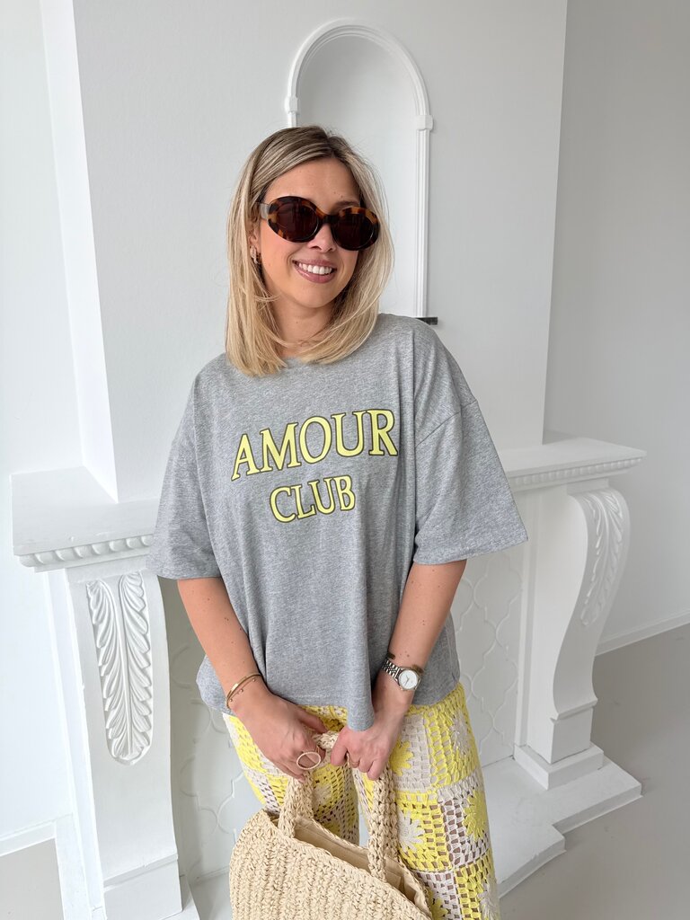 Amour club t-shirt  grey/yellow