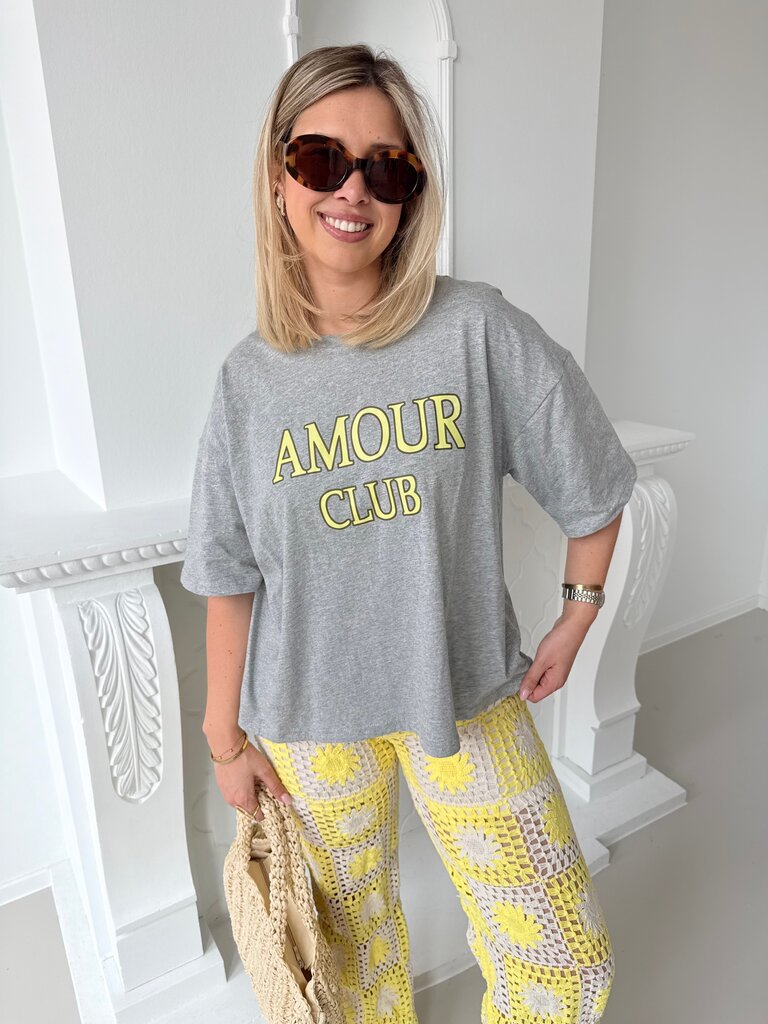 Amour club t-shirt  grey/yellow