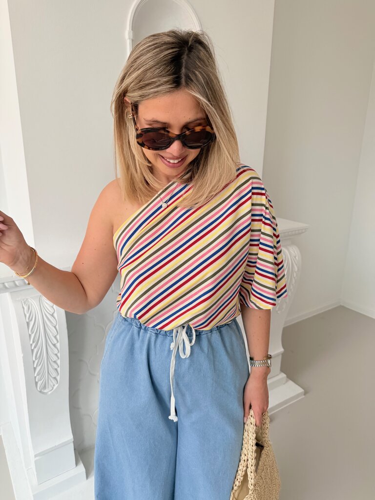 Posy one shoulder top multi TU