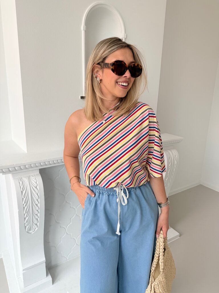 Posy one shoulder top multi TU