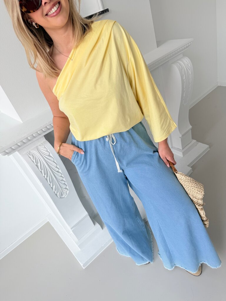 Posy one shoulder top yellow TU