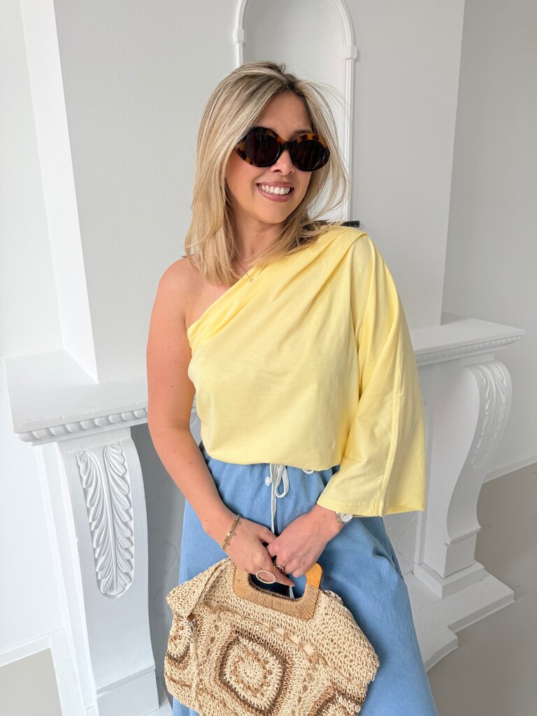 Posy one shoulder top yellow TU