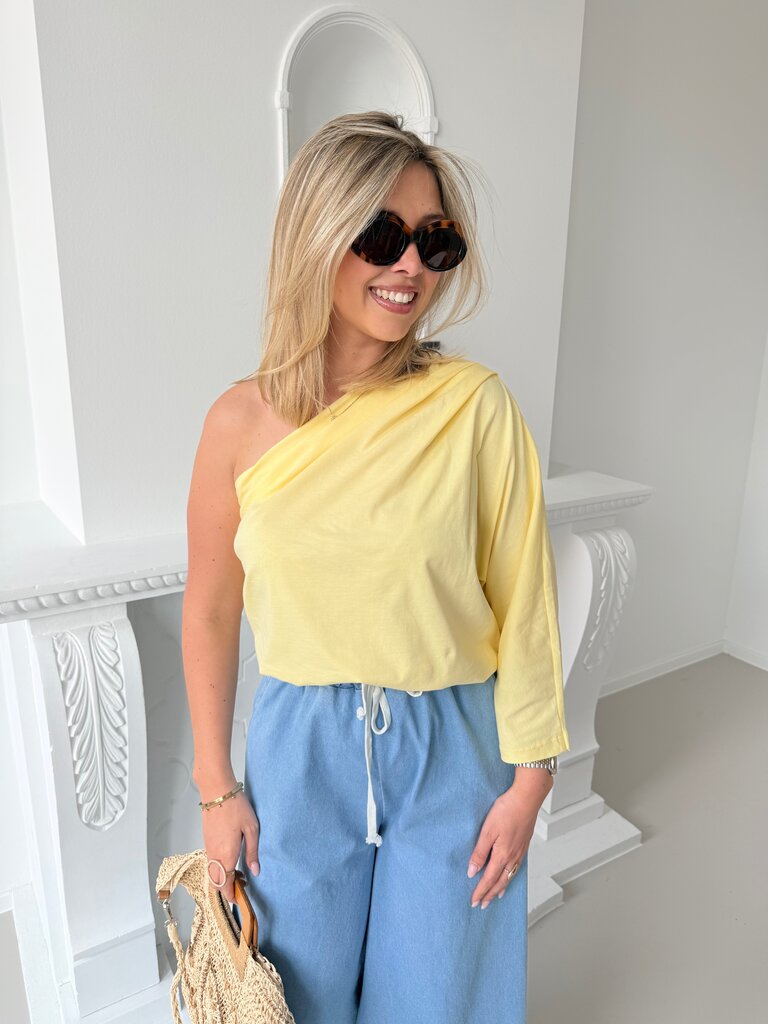 Posy one shoulder top yellow TU
