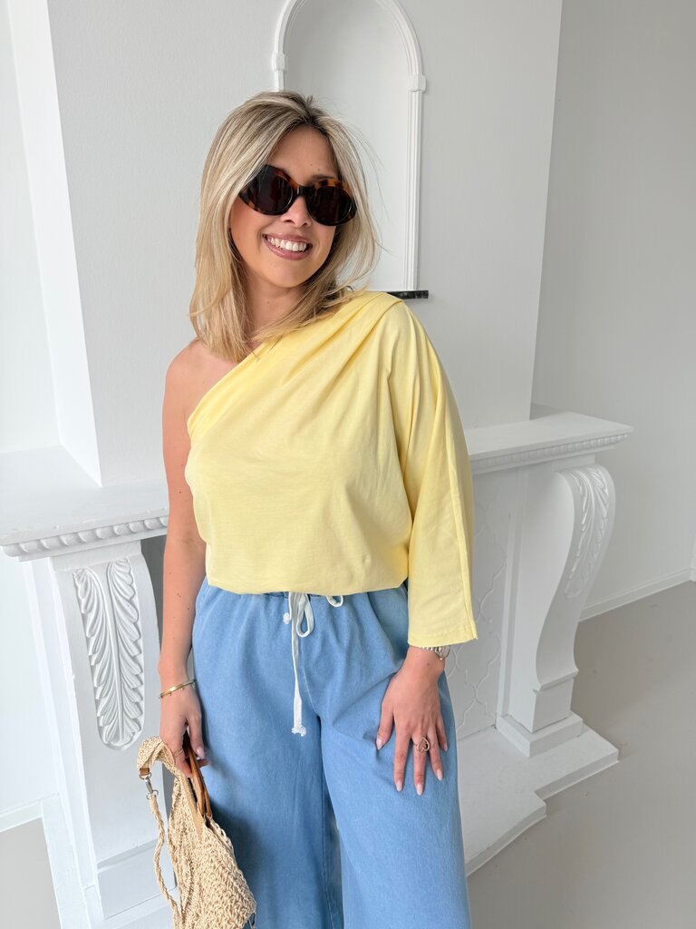 Posy one shoulder top yellow TU