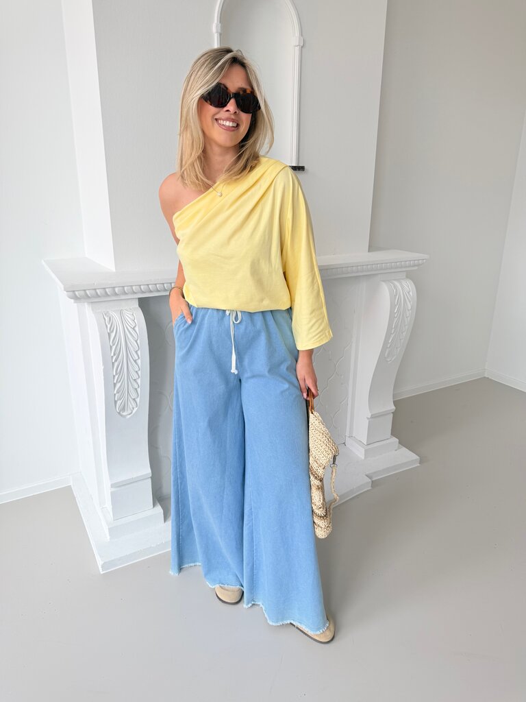 Posy one shoulder top yellow TU