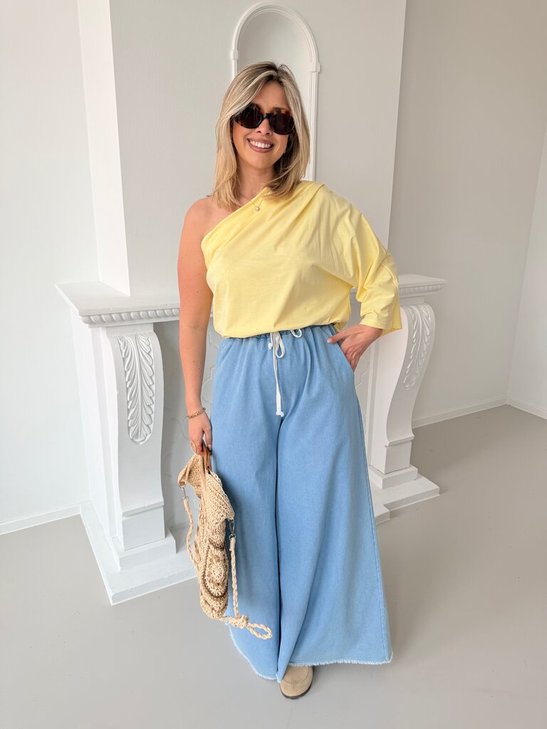 Posy one shoulder top yellow TU