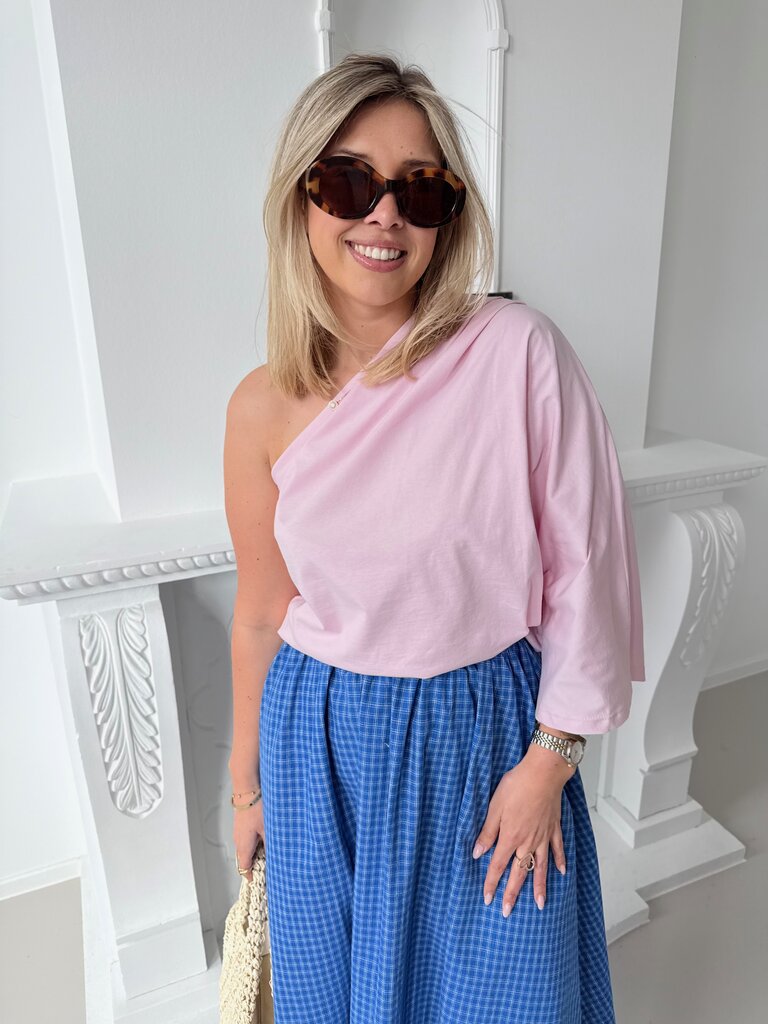 Posy one shoulder top pink TU