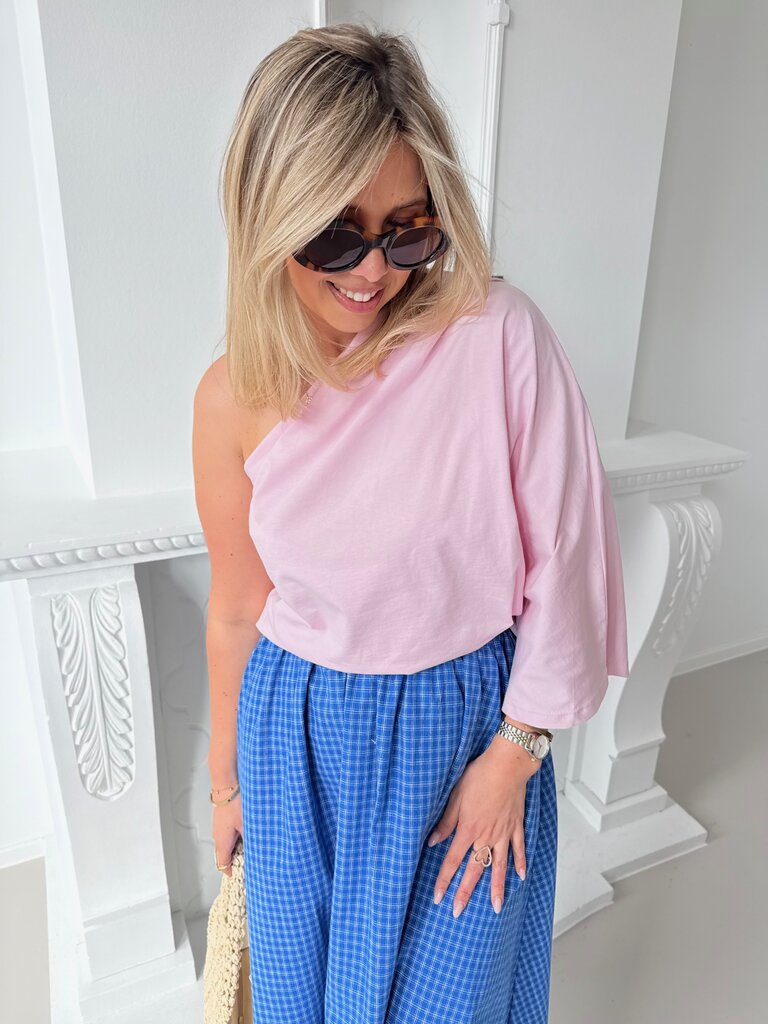 Posy one shoulder top pink TU