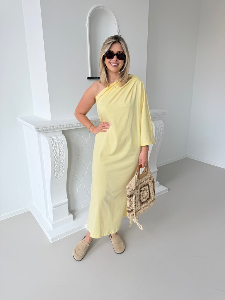 Mora one shoulder dress yellow TU
