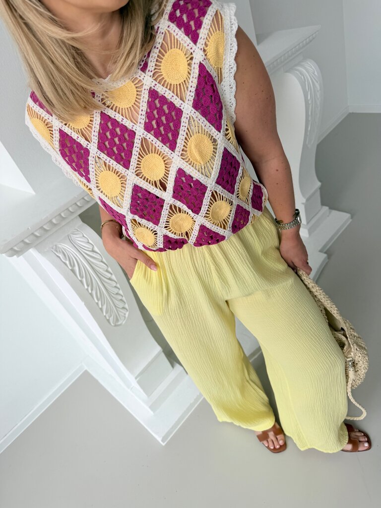 Suzy top pink/yellow