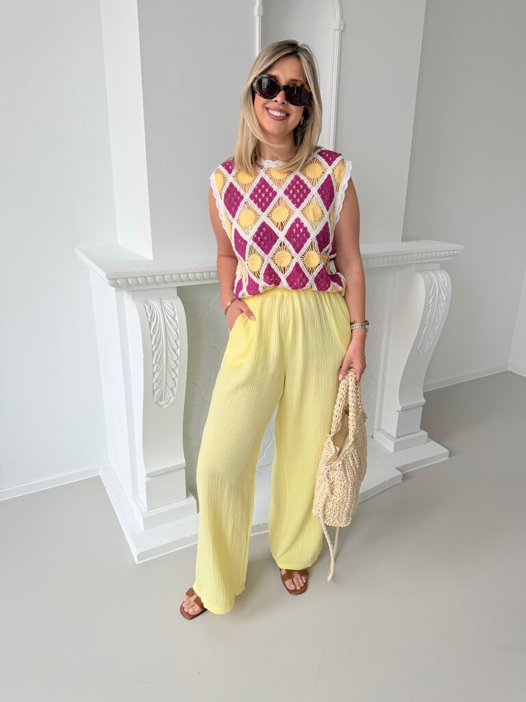 Suzy top pink/yellow
