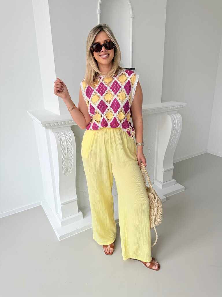 Suzy top pink/yellow