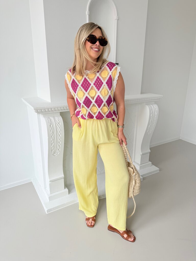 Suzy top pink/yellow