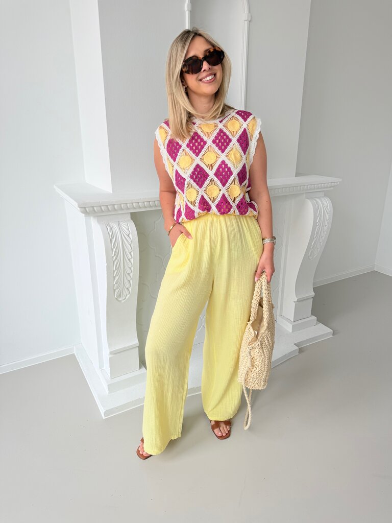 Suzy top pink/yellow